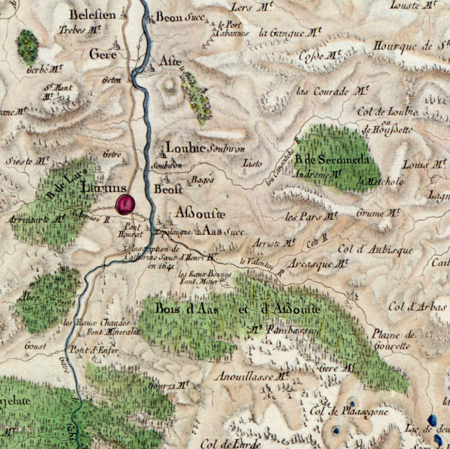 Carte ancienne de Laruns et ses environs
