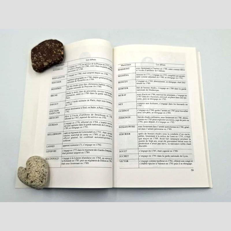 Tableau statistique des débuts de carrière dans le Dictionnaire des Maréchaux du Premier Empire.