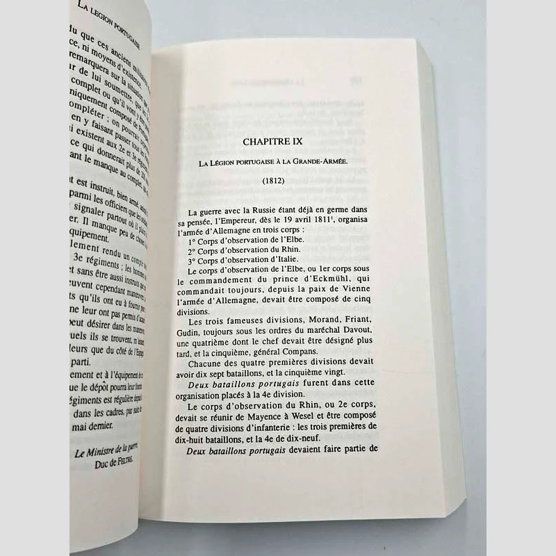 Page 179 du livre La Légion Portugaise, début du Chapitre IX.