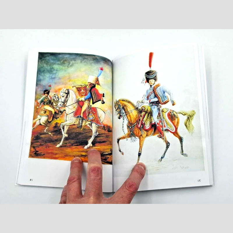 Illustration en couleur de Daniel Brunel dans le cahier central du livre Le cheval sous l'Empire.