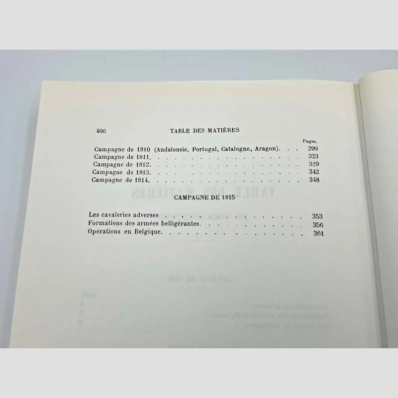 Table des matières du tome II, deuxième partie, du livre La Cavalerie dans les guerres de la Révolution et de l'Empire