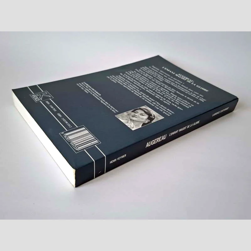 Vue d'ensemble de la quatrième de couverture et de la tranche inférieure du livre Augereau - L'enfant maudit de la gloire de Laurence Couturaud