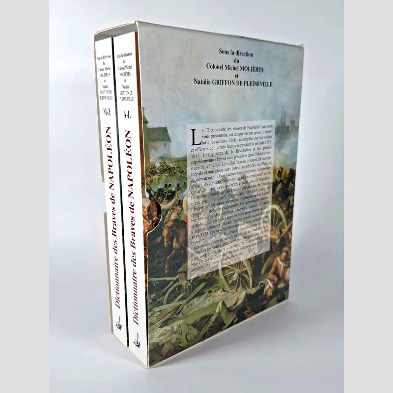 Vue du profil arrière du coffret du livre Dictionnaire des braves de Napoléon