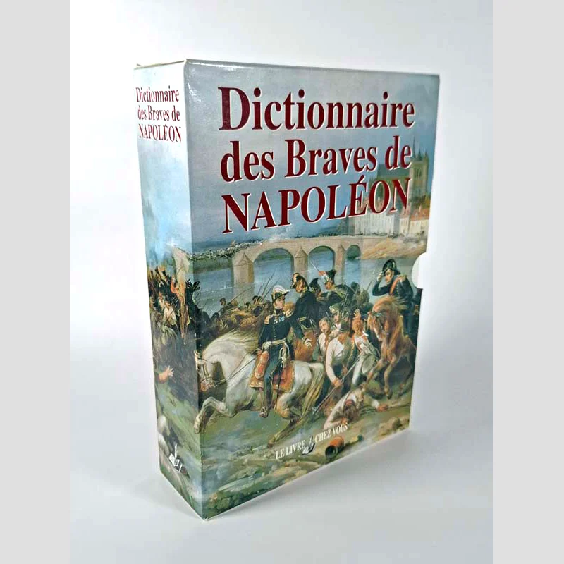 Vue du profil avant du coffret du livre Dictionnaire des braves de Napoléon