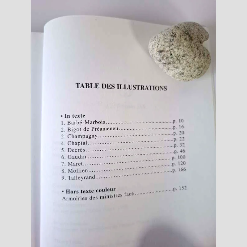 Table des illustrations du livre Dictionnaire des ministres de Napoléon par Thierry Lentz