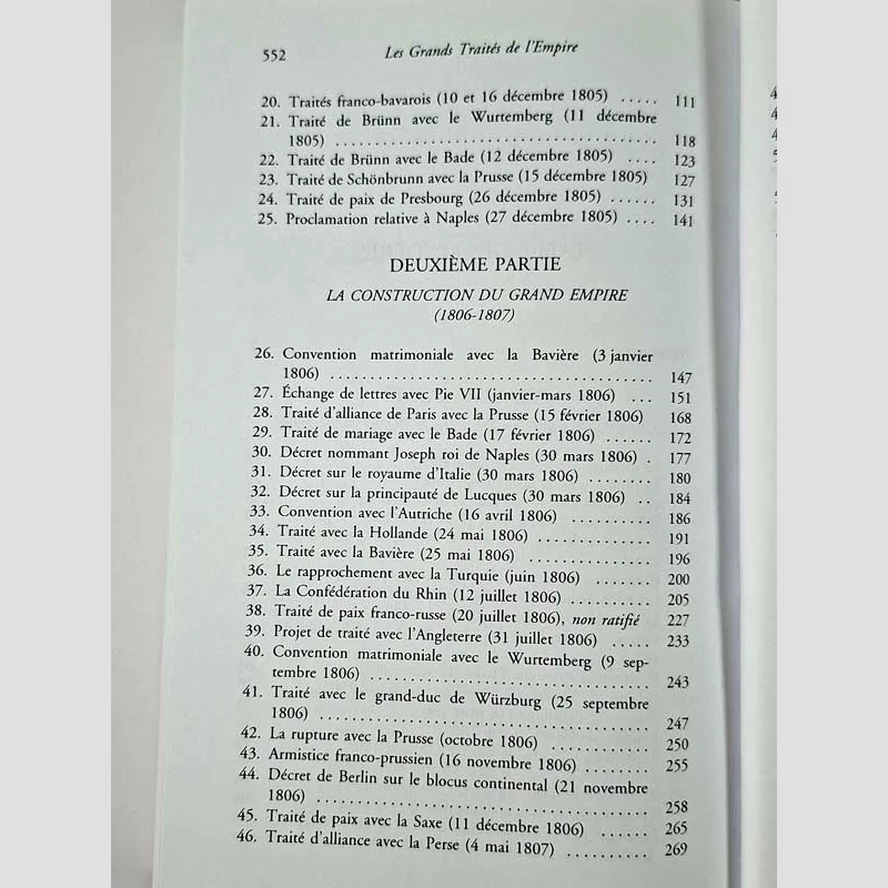 Table des matières (2) du livre Les grands traités de l'Empire (1804-1810) - Tome 2