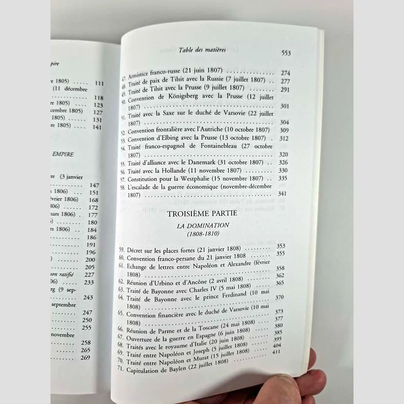 Table des matières (3) du livre Les grands traités de l'Empire (1804-1810) - Tome 2