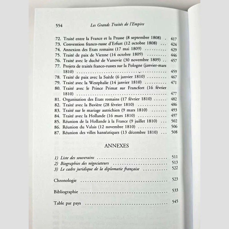 Table des matières (4) du livreLes grands traités de l'Empire (1804-1810) - Tome 2 de Michel Kerautret