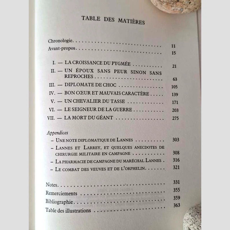 Table des matières du livre Lannes - Maréchal d'Empire de Jean-Claude Damamme