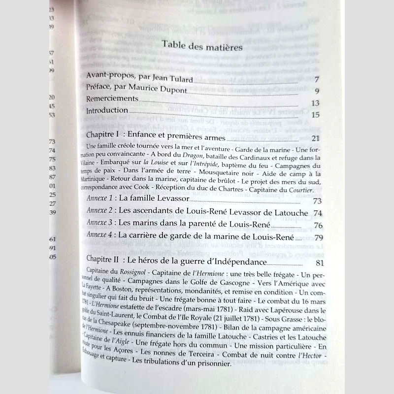 Table des matières (1) du livre Latouche-Tréville - L'amiral qui défiait Nelson