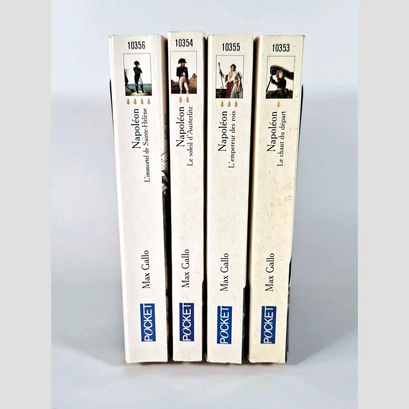Dos des quatre tomes du livre Napoléon de Max Gallo