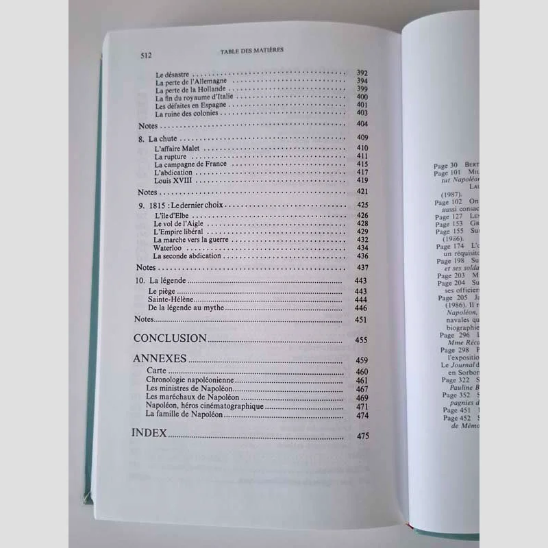 Table des matières (3) du livre Napoléon par Jean Tulard