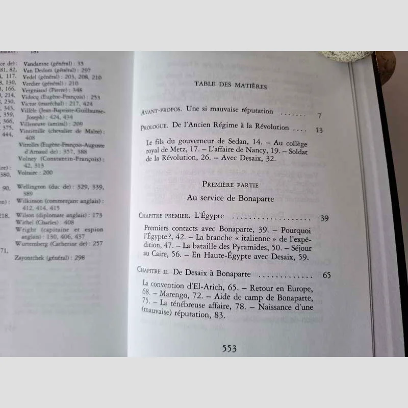 Table des matières (1) du livre Savary - Le séide de Napoléon de Thierry Lentz