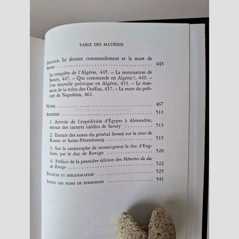 Table des matières (5) du livre Savary - Le séide de Napoléon de Thierry Lentz