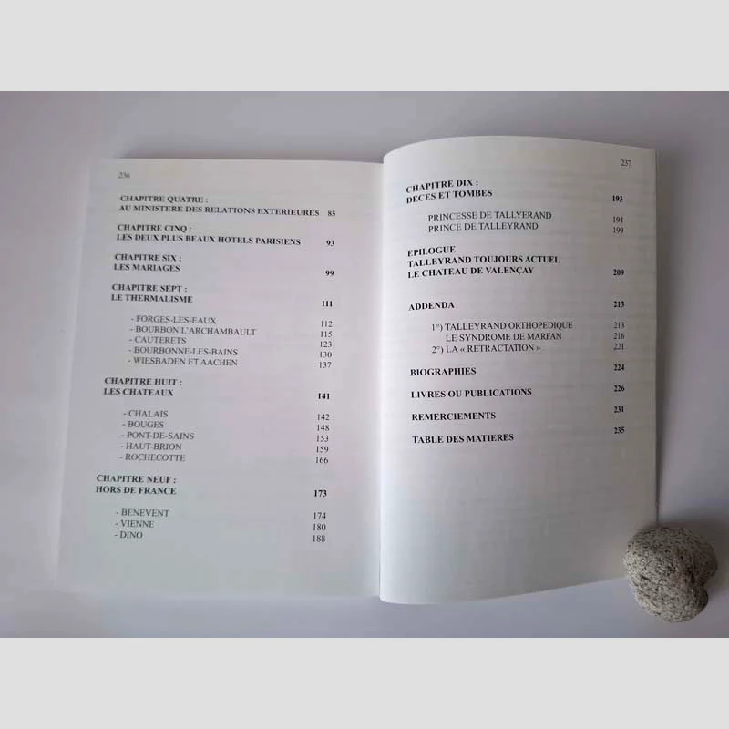 Table des matières (2) du livre Talleyrand - Souvenirs actuels ... par le Docteur Guy Rérolle