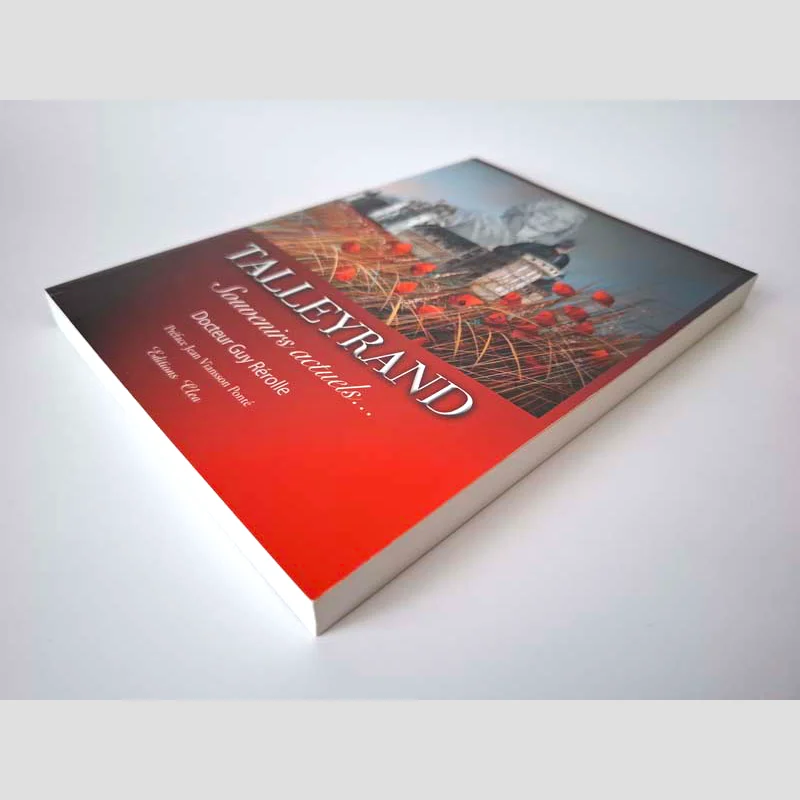 Vue de trois-quarts face de la couverture et de la tranche supérieure du livre Talleyrand - Souvenirs actuels ... par le Docteur Guy Rérolle