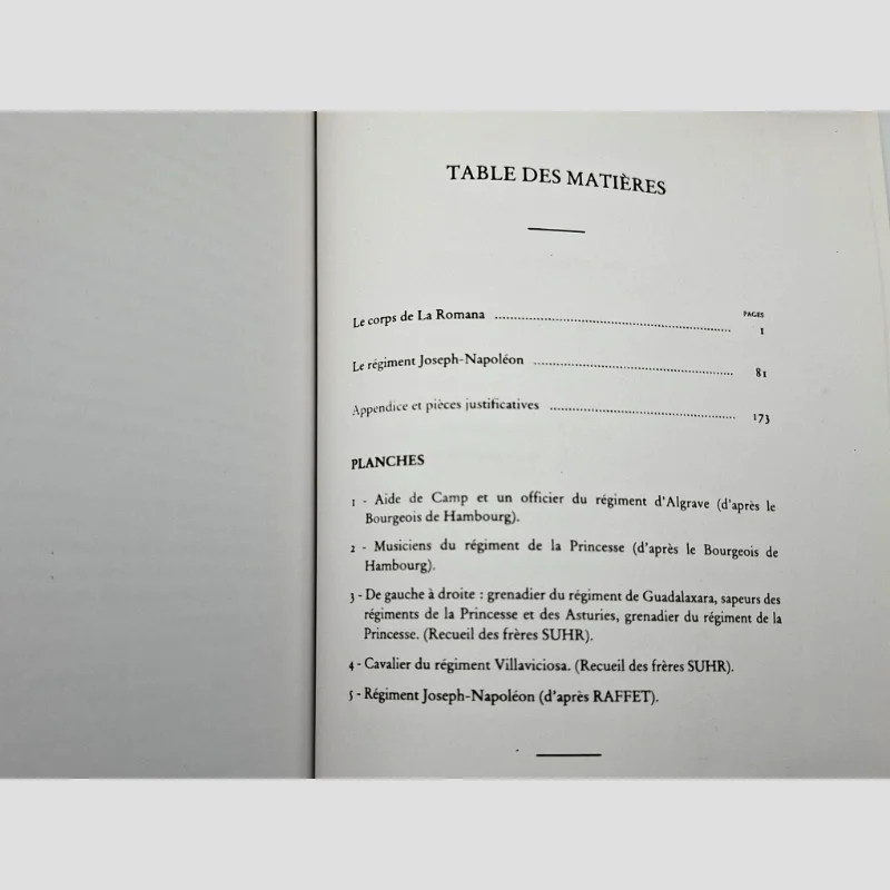 Table des matières du livre Les Espagnols à la Grande Armée de Paul Boppe