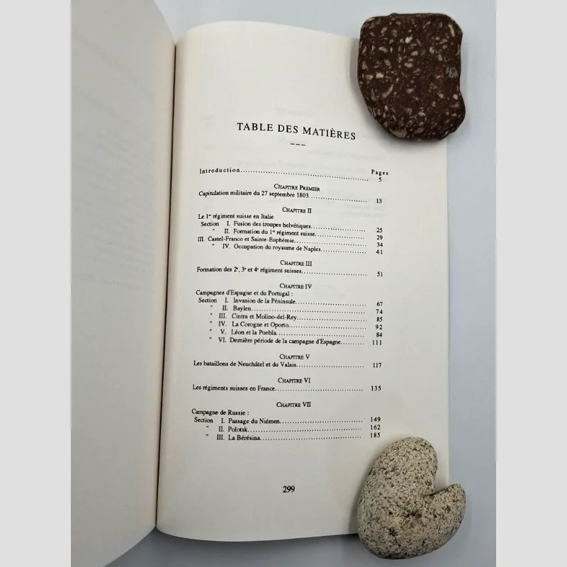 Table des matières (1) du livre Histoire des troupes suisses au service de France de H. de Schaller