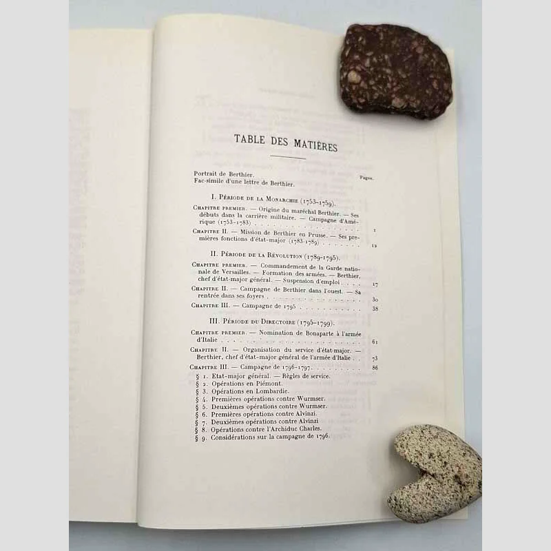 Table des matières du premier tome (1) du livre Le maréchal Berthier - Prince de Wagram et de Neuchatel de Victor-Bernard Derrécagaix