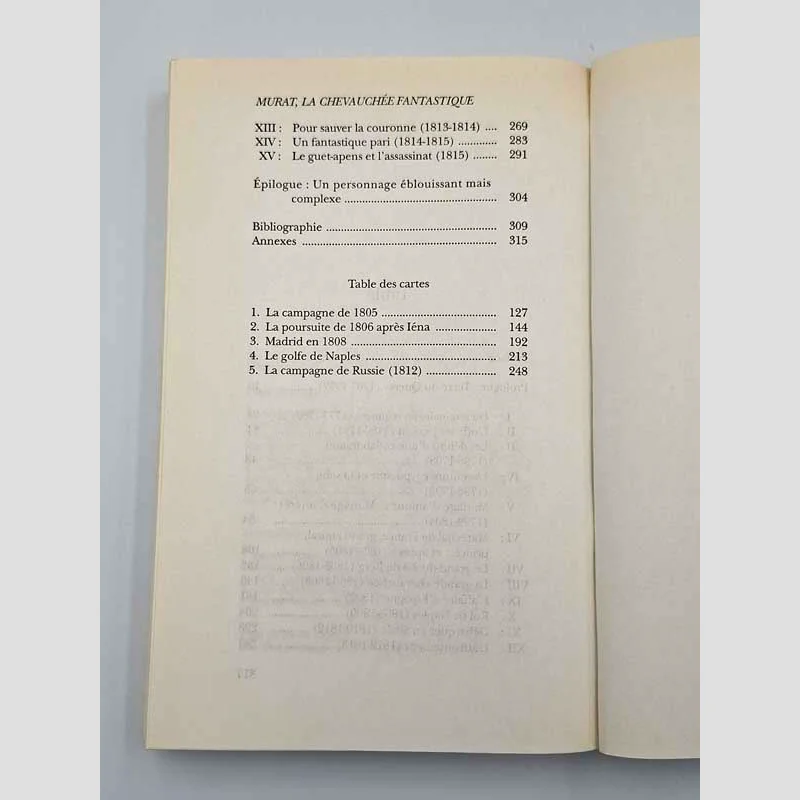Table des matière (2) du livre Murat de Frédéric Hulot